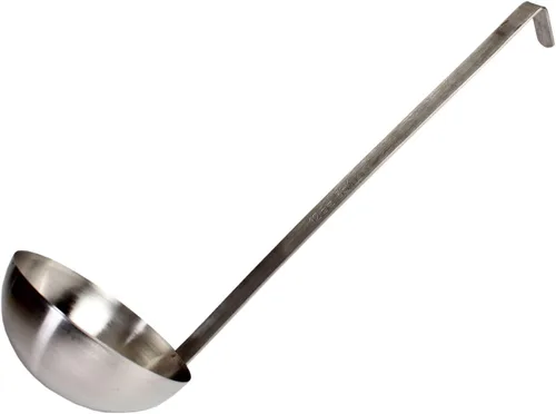 Vista 8 de TrueCraftware - Cucharón de acero inoxidable de 1 onza con mango largo con gancho, cuchara medidora pequeña de grado comercial para salsa de sopa
