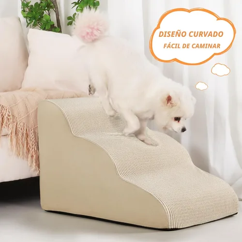 Vista 5 de Aodisman Escaleras para perros y gatos pequeños,Rampa para mascotas de 3 Beige