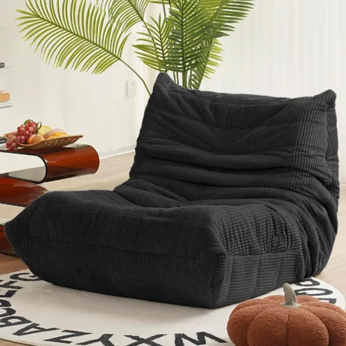 Vista 6 de N&V Silla junto a la chimenea, sofá de suelo sin brazos de mediados de siglo, silla de salón de suelo suave de corduroy premium, silla de sofá