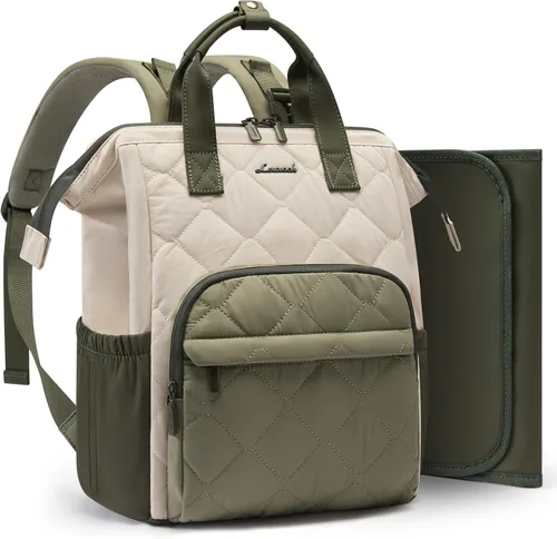 Vista 13 de LOVEVOOK Mochila pequeña para pañales, mini bolsa de bebé para niña o niño con cambiador, mochila para pañales para mamá y papá con hebillas