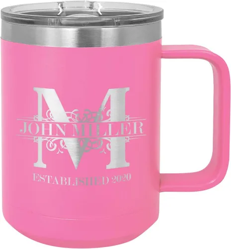 Vista 11 de Sofia's Findings Taza aislada al vacío de acero inoxidable personalizada con monograma real de 15 onzas con tapa