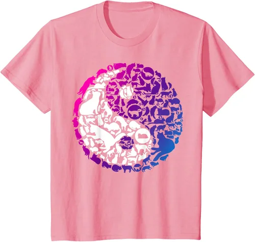 Vista 39 de Cute Kitty Cats and Zen Spirit Peace & Love Yin Yang - Camiseta de gato Negro