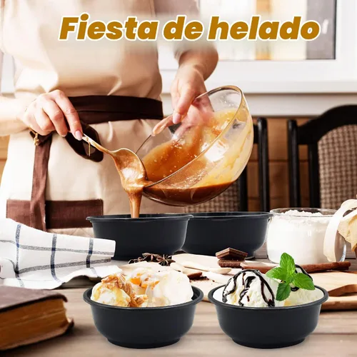 Vista 4 de 150 Piezas Recipientes Apilables para Preparación de Comidas en Cuenco, Cuencos de Comida para Llevar Reutilizables, Cuencos Desechables Negros