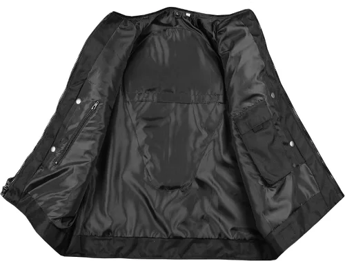 Vista 3 de Armor Biker - Chaleco ajustable de cuero para hombre, color negro