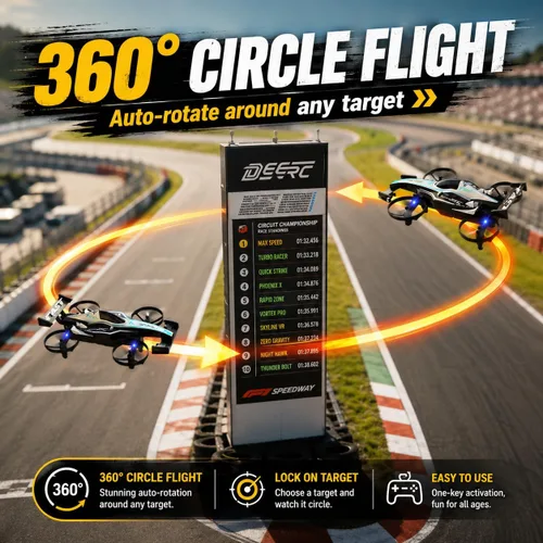 Vista 5 de DEERC HT35 Mini dron 2 en 1 para niños Auto de control remoto, giros de 360°, vuelo circular, despegue/aterrizaje con una tecla, modo sin cabeza