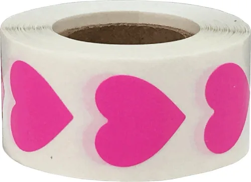 Vista 4 de Hot Pink Corazón Pegatinas Día de San Valentín Artesanía Scrapbooking 0.75 Pulgadas 500 Pegatinas Adhesivas