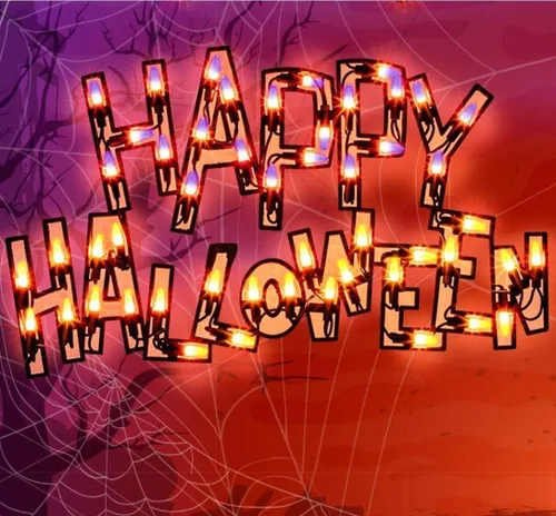 Vista 12 de LAMPHOME Decoraciones de Halloween – Silueta de ventana, linterna iluminada, telaraña, calavera, gato para fiesta, hogar, interior, adornos de mesa