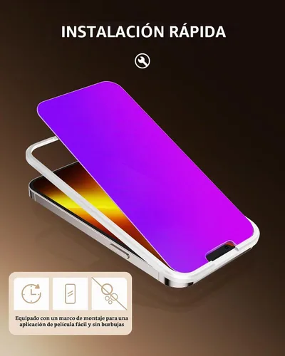 Vista 6 de PAPIKISS - Protector de pantalla de privacidad compatible con iPhone 13/iPhone 14/iPhone 13 Pro, pantalla de 6.1 pulgadas, degradado colorido anti