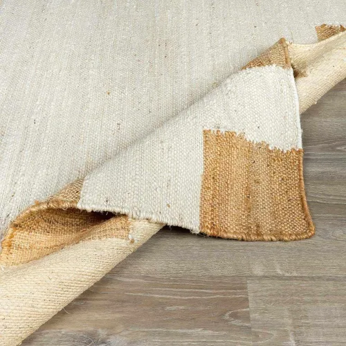 Vista 6 de Hauteloom Aphrodite JModern - Alfombra tejida a mano de yute de fibra natural, alfombra geométrica contemporánea a cuadros para sala de estar, Crema