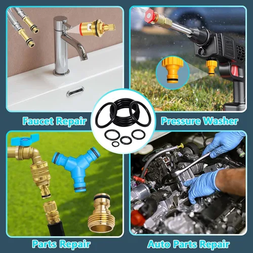 Vista 7 de KEZE Kit surtido de arandelas planas de fontanería y junta tórica métrica de 1600 piezas para reparación de tuberías hidráulicas automotrices