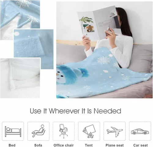 Vista 7 de Mantas de Tiro de Muñeco de Nieve de Navidad, Manta de Vellón Suave de Vacaciones de Invierno Decorativa para Hogar Sofá Sillón Silla Sala de Estar