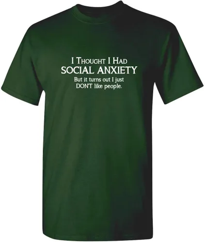Vista 16 de Camiseta divertida con texto sarcástico en inglés: "Social Anxiety Like People Graphic Novelty" Negro