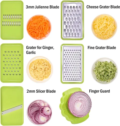 Vista 2 de NACOLUS Rallador de queso con contenedor, cortador de verduras 5 en 1, ralladores multiusos para cocina, rallador de caja fácil de limpiar