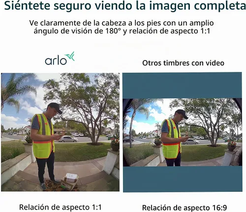 Vista 5 de Timbre con video Arlo Essential con cable - Video HD, vista de 180°, visión nocturna, audio de 2 vías, instalación DIY (se requiere cableado)
