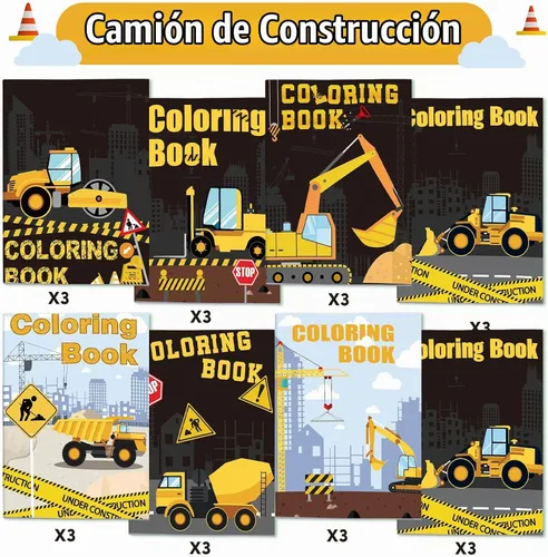 Vista 3 de Clabby 24 libros para colorear de camiones de construcción para niños