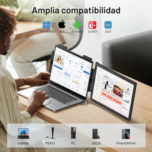 Vista 5 de Extensor de pantalla para portátil, extensor de monitor portátil de 15.6