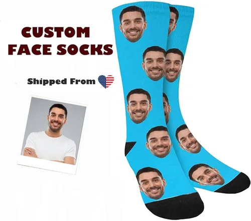 Vista 3 de D-Story Custom your face - Calcetines suaves para mujeres y hombres 15.35", personalizables