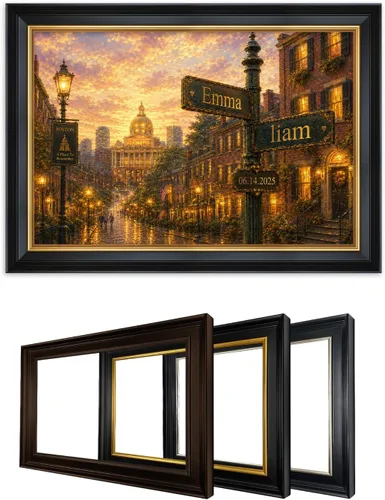 Vista 60 de IPIC - Personalized Framed Canvas with Custom Street Sign in Boston Personalized Street Signs with Names, Custom Canvas Print, Boston Sunset