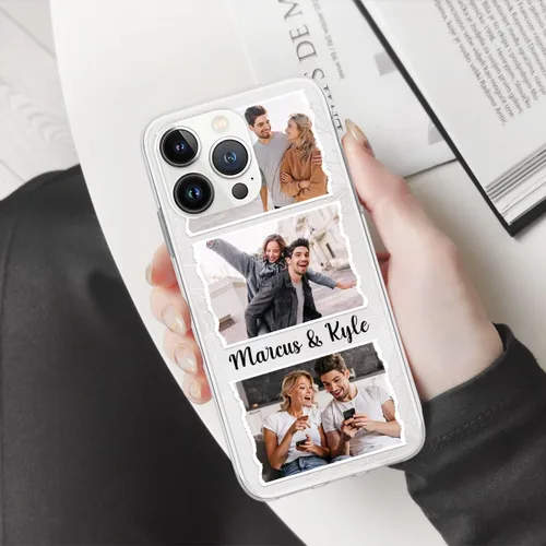 Vista 3 de CUBICER Fundas de teléfono personalizadas para parejas, texto transparente, a prueba de golpes, funda protectora de cumpleaños para mujeres Foto