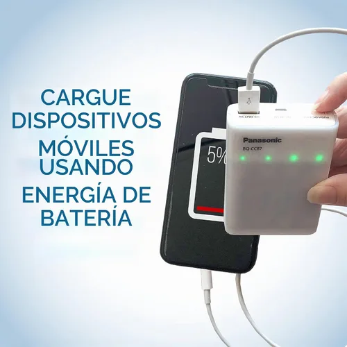 Vista 5 de Panasonic BQ-CC87ABBA Eneloop - Cargador de batería individual avanzado con tecnología de carga portátil, color blanco