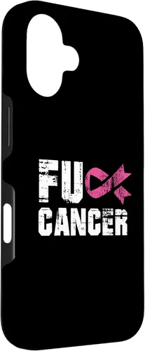 Vista 3 de iPhone 16 Fuck Cancer Survivor Gift Distressed Pink Ribbon Awareness Case