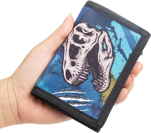 Vista 3 de Billetera para niños y niñas, cartera para niños pequeños, billetera de lona triple para exteriores, para niños y niños, cartera novedosa