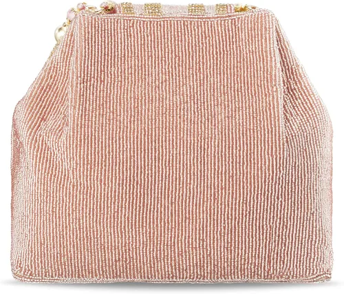 Vista 5 de Aheli Potli - Bolsas de noche para mujer, bolso de mano étnico para novia con cordón (P59C), Oro Rosa