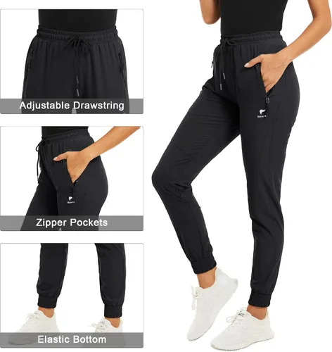Vista 4 de TACVASEN Pantalones de senderismo para mujer de secado rápido con bolsillos con cremallera