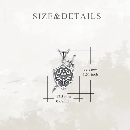 Vista 4 de YFN Zelda - Collar de plata de ley con colgante Triforce de Zelda para hombres, mujeres, niños y niñas