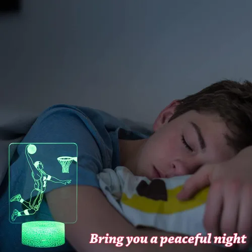 Vista 3 de Luces nocturnas de jugador de baloncesto 3D, lámpara de ilusión decorativa LED con control remoto y botón inteligente, luz intercambiable de 16