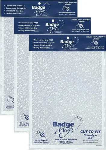 Vista 10 de Badge Magic Adhesivo de parche, sin coser, sin planchar, cinta de tela de doble cara para parches e insignias, solución de bricolaje para uniformes
