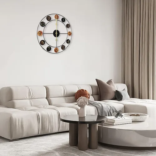 Vista 8 de Wall Clocks, Large Modern Metal Wall Clocks, Retro Art Design Clock, Arabic Numerals Clock, Wall Decor-50cm, for Living Room, Bedroom, Study