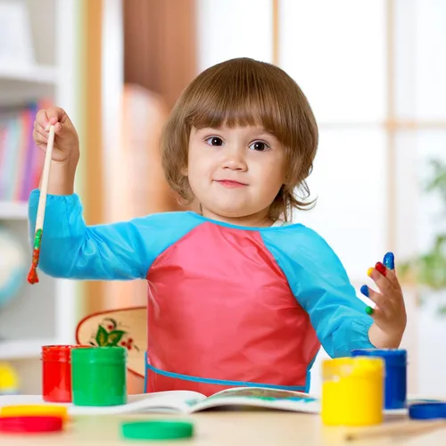 Vista 7 de Haysandy 12 piezas de batas de arte para niños, delantales coloridos para niños, pintura de artista con manga larga y 3 bolsillos para edades de 3 a