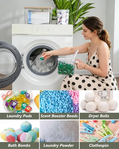 Vista 6 de iCASA Trash Bag Dispenser Organizer - Large 3 in 1 Garbage Bag Dispenser Holder Dishwasher Pods Container, Clear Under Kitchen Sink Organizer, 2pcs