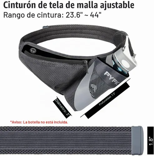 Vista 2 de PYFK - Cangurera de hidratación para correr con soporte para botella de agua, para hombres y mujeres, material reflectante Negro