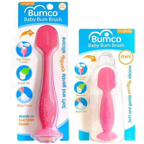 Vista 9 de Mini BabyBum - Brocha de crema para rozaduras. Aplicador de crema para rozaduras hecho de silicona suave, Rosado y gris