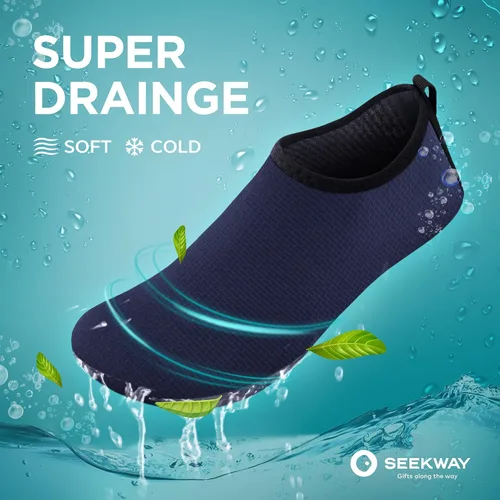 Vista 4 de SEEKWAY Water Shoes Quick-Dry Aqua Socks Barefoot Slip-on for Beach Pool Swim River Yoga Lake Surf Women Men Black SK001