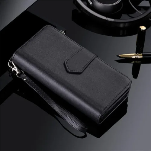 Vista 10 de Funda magnética de piel para Samsung S21 Ultra S20 FE S10 S9 S8 Plus Note 20 10 9 8 Funda tipo cartera para iPhone 13 Pro Max, morada, para Samsung