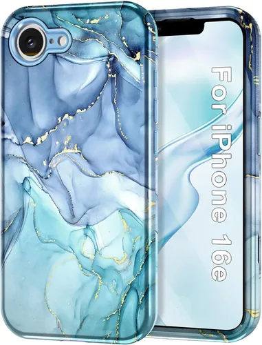 Vista 25 de Btscase Funda para iPhone 16 (2024), [probada en caídas de grado militar] Diseño de patrón de mármol delgado, resistente, a prueba de golpes