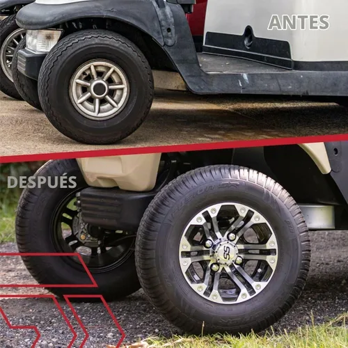 Vista 3 de GTW Specter - Rueda de carrito de golf de aluminio de 10 pulgadas Mecanizado plata/negro
