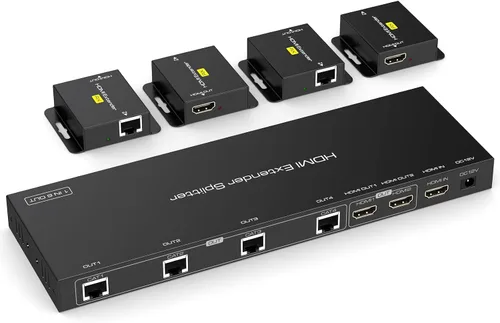 Vista 8 de Extensor HDMI sobre Cat5e/6/7 Ethernet 1080p hasta 196 pies HDMI Balun transmisor transmisor receptor compatible con función EDID y POC 3D HDCP Negro