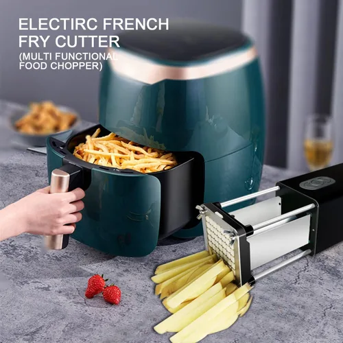 Vista 2 de Cortador Eléctrico de Papas Fritas, Cortador Profesional de Papas Fritas Comercial y Doméstico, Cortador de Papas con Cuchilla de 1/2 Pulgada y 3/8