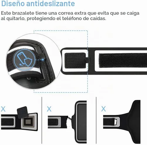 Vista 4 de Brazalete para iPhone 17 16 Pro, JEMACHE Gym Workouts Running Arm Band para iPhone 17/16/15/14/13/12 Pro (negro)