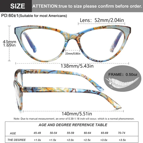 Vista 3 de Gafas de lectura de ojo de gato para mujer, anteojos, lectores de luz azul para mujer, gafas de computadora, gafas de sol, marco de brillo elegante