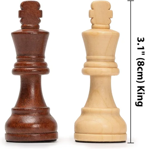 Vista 5 de Husaria Staunton Tournament No. 4 Piezas de Ajedrez con 2 Reinas Adicionales y Caja de Madera, Reyes de 3 Pulgadas