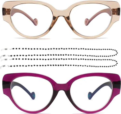 Vista 8 de touk Elegantes gafas de lectura de ojo de gato, lentes de sol de gran tamaño con cadena de lentes de moda portátiles para mujeres