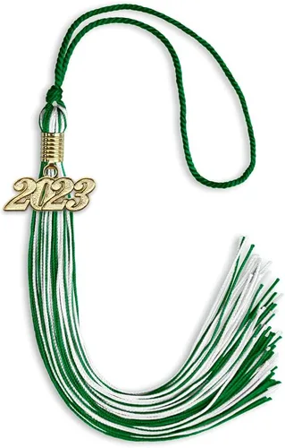 Vista 334 de Endea Graduation - Borla de doble color mixto con fecha dorada (negro/dorado antiguo, 2021)