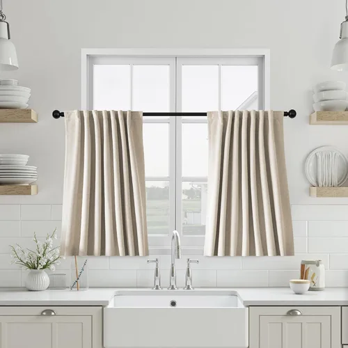 Vista 20 de UHITECH Short Blackout Curtains for Bedroom 24 Inch Long 2 Panels, Beige