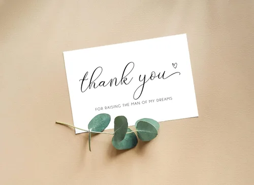 Vista 3 de Tarjeta de felicitación para el día de la boda con texto en inglés "Thank You For Raising The Man Of My Dreams