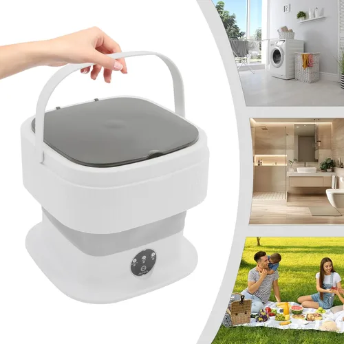 Vista 6 de Mini lavadora portátil, 10 L, pequeña lavadora y secadora combinada, limpieza profunda plegable de calcetines de ropa interior, para apartamentos